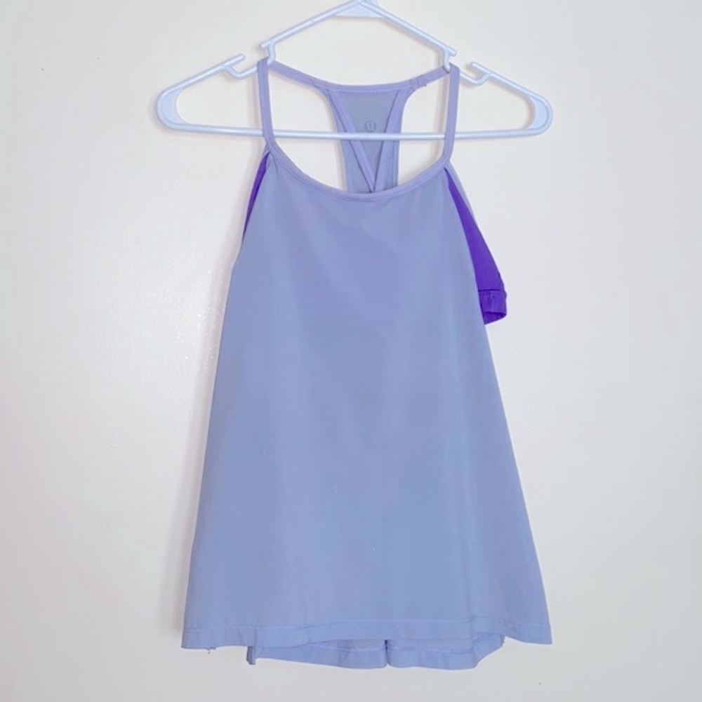 Lululemon Lilac Racerback Open Back Drapey Built in Sports Bra Activewear Tank